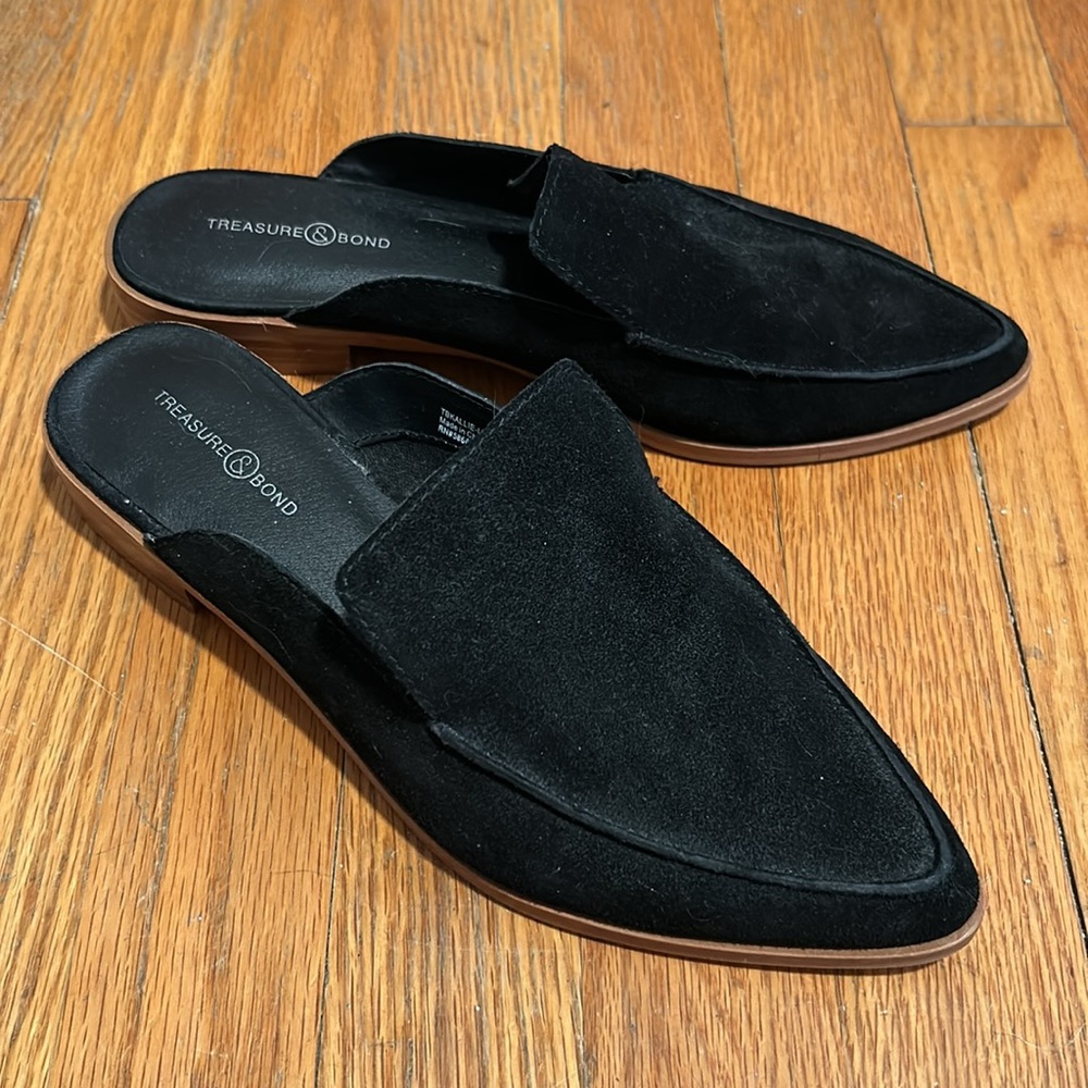 Treasure & Bond Women’s Black Suede Leather Mule Loafer Size 7.5 tbkallie-lea